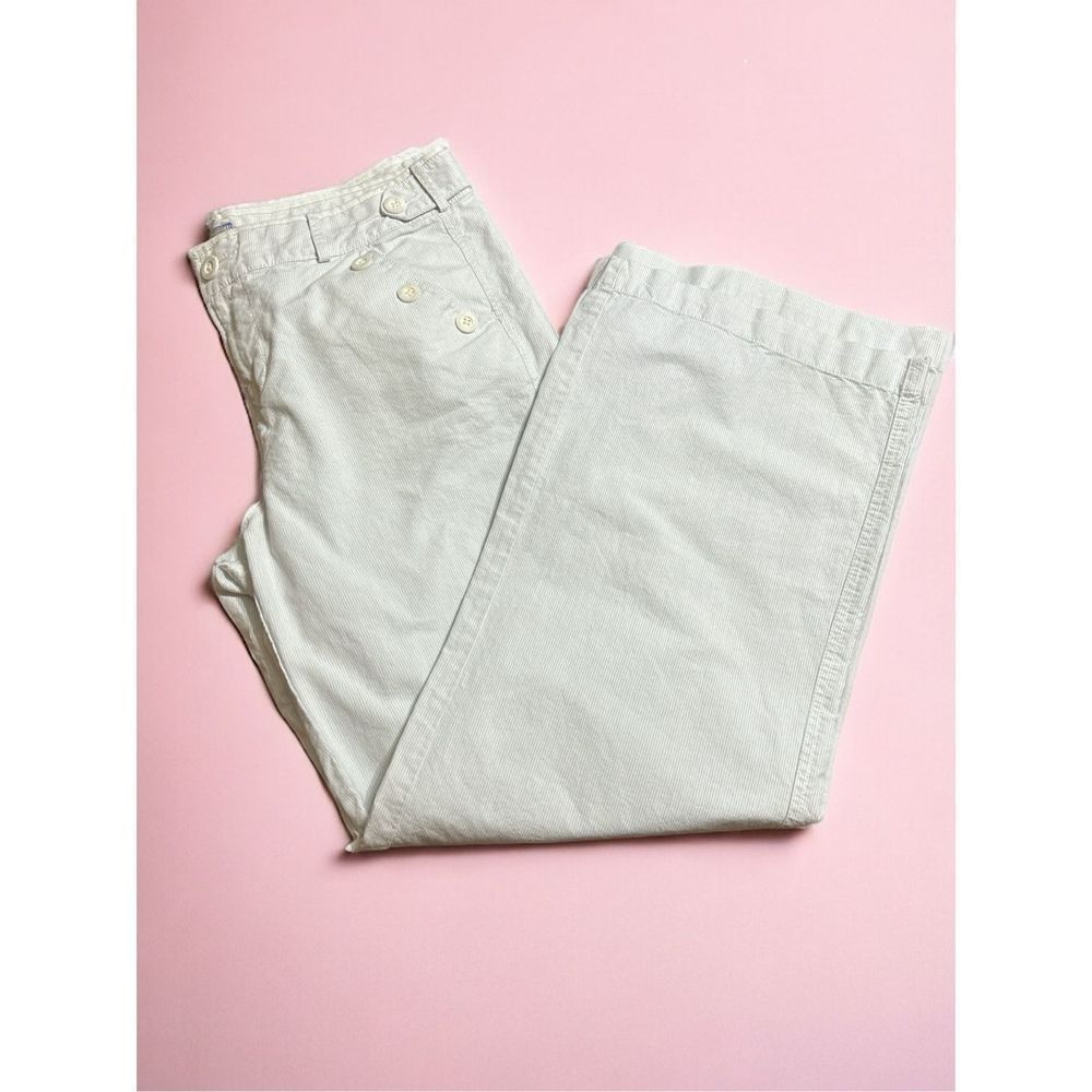 AE American Eagle white Blue Pin Stripe wide leg pants Size 14